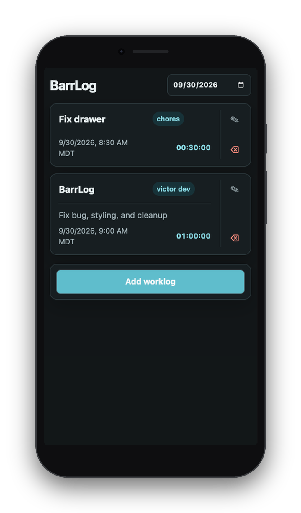 BarrLog screenshot